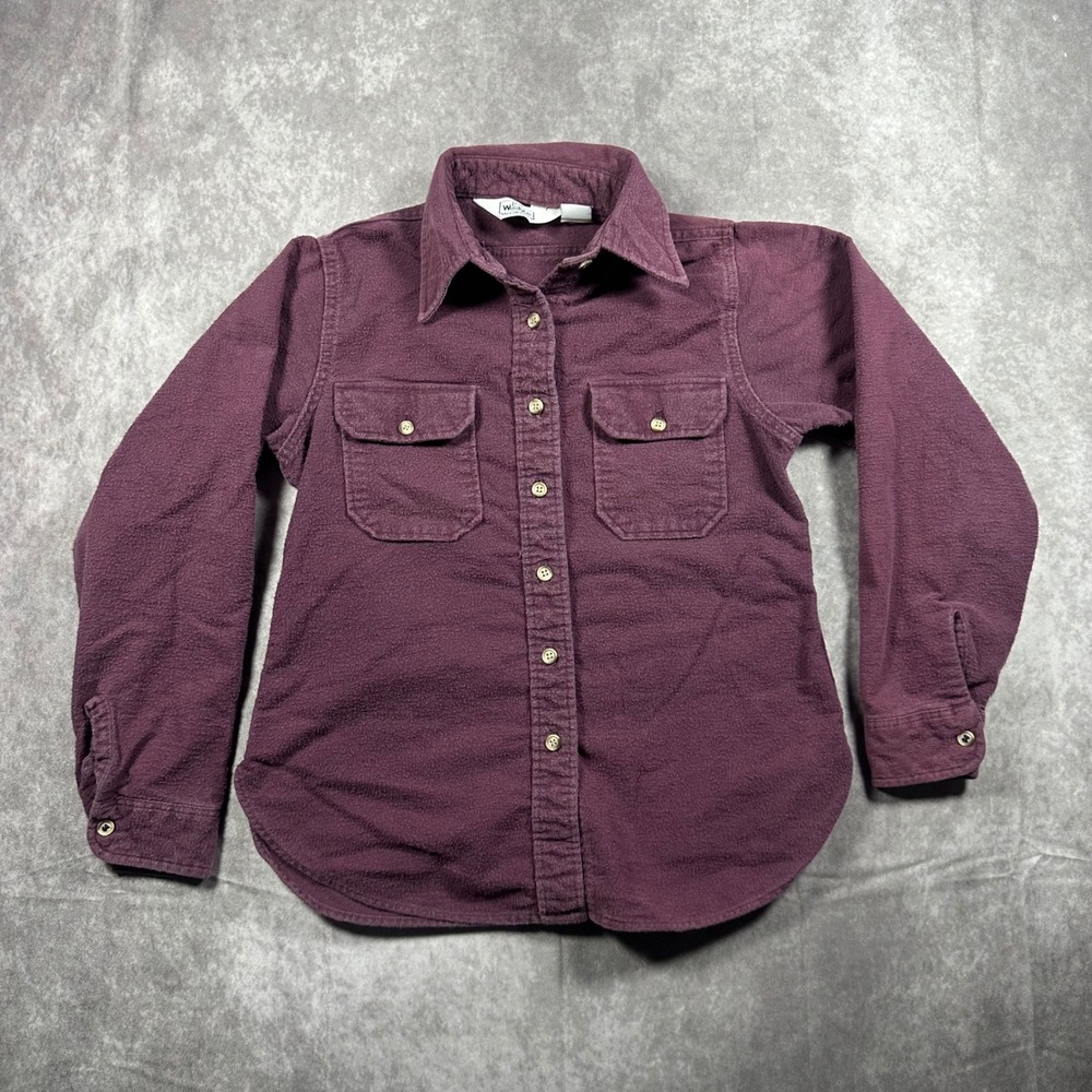 Woolrich Woman Plum Purple Western Button Down Shirt Dual Pocket Long Sleeve S